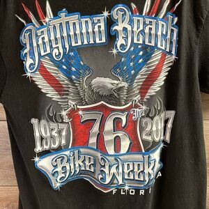 SUNA Harley Davidson Daytona Beach 2017 Black Tshirt Size Large FLAWS READ